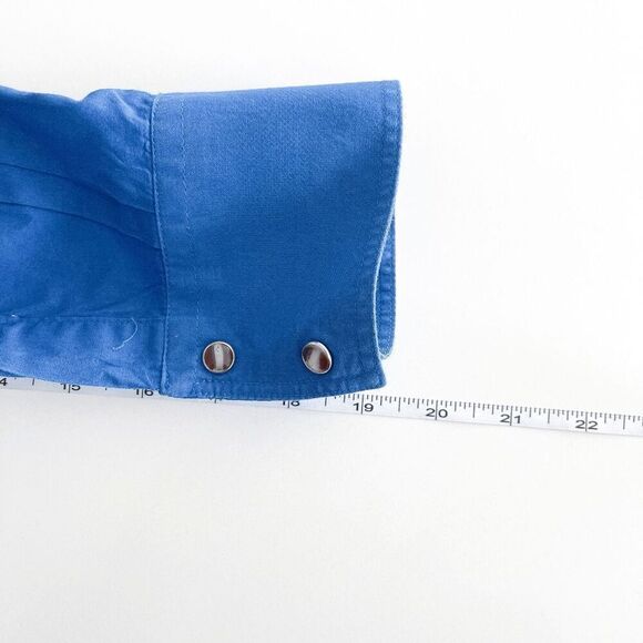 Roper Mens Pearl Snap Button Up Long Sleeve Western Shirt Blue Medium - Picture 6 of 7